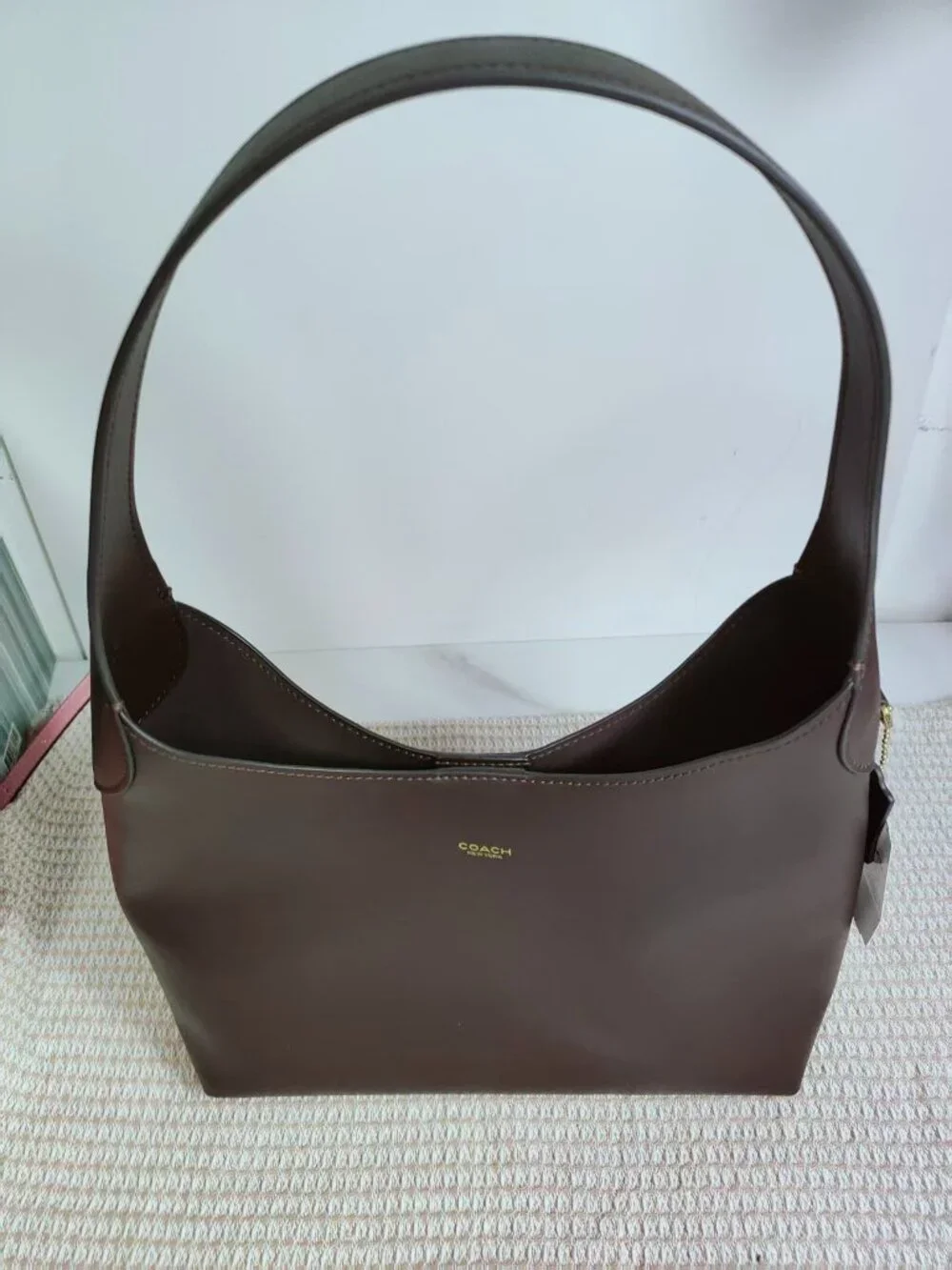 Coach Brooklyn Full Grain Leather Shoulder Bag with Gold Logo and Magnetic Closu